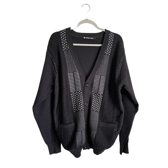 Sergio Louis Wool Blend Cardigan V-Neck Sweater M Dark Grey - Picture 1 of 7